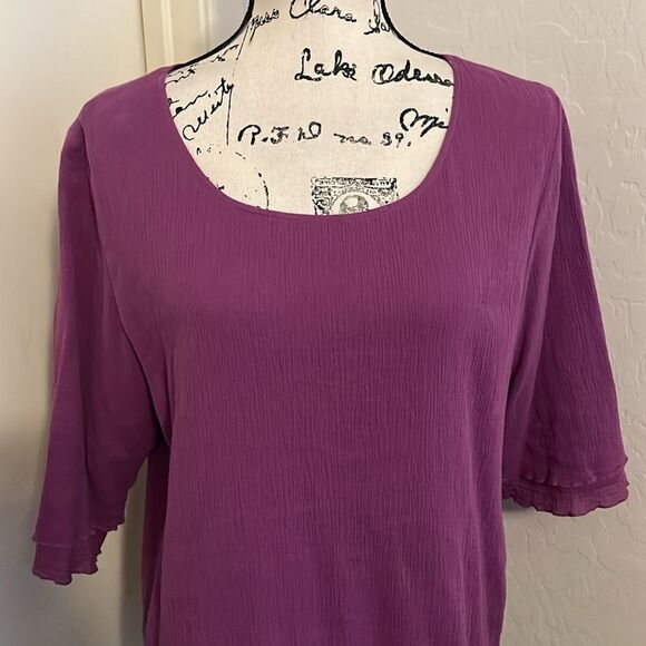 Soft Surroundings Boho Purple Ruffle Hem Tunic Top Casual Feminine Contemporary - Picture 4 of 11